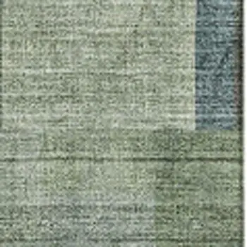 9' X 12' Green Blue And Gray Geometric Washable Area Rug With UV Protection