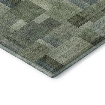 10' X 14' Green Blue And Gray Geometric Washable Area Rug With UV Protection
