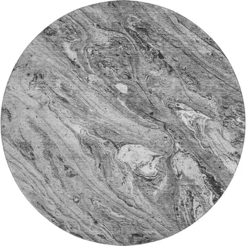 8' Gray And Ivory Abstract Washable Round Rug With UV Protection