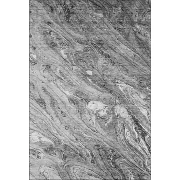 8' X 10' Gray And Ivory Abstract Washable Area Rug With UV Protection