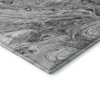 8' X 10' Gray And Ivory Abstract Washable Area Rug With UV Protection