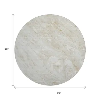 8' Ivory And Beige Abstract Washable Round Rug With UV Protection