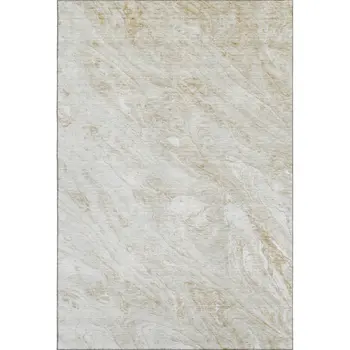 8' X 10' Ivory And Beige Abstract Washable Area Rug With UV Protection