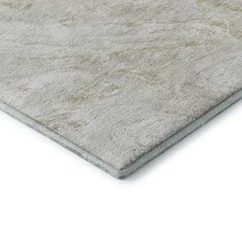 8' X 10' Ivory And Beige Abstract Washable Area Rug With UV Protection