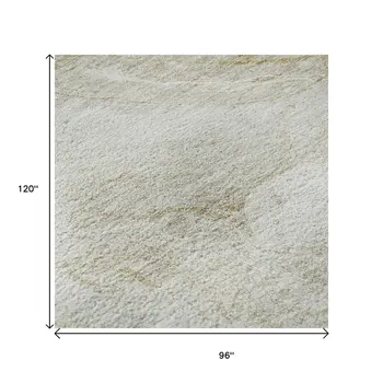 8' X 10' Ivory And Beige Abstract Washable Area Rug With UV Protection