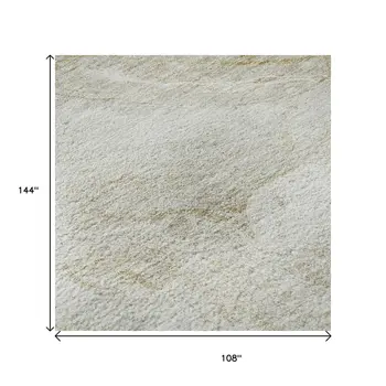 9' X 12' Ivory And Beige Abstract Washable Area Rug With UV Protection