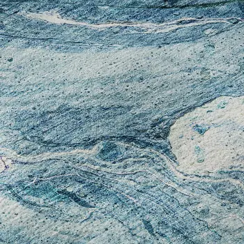 5' X 8' Sky Blue And Ivory Abstract Washable Area Rug With UV Protection