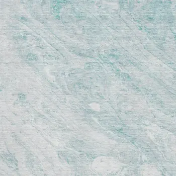 3' X 5' Teal And Ivory Abstract Washable Area Rug With UV Protection