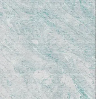 9' X 12' Teal And Ivory Abstract Washable Area Rug With UV Protection