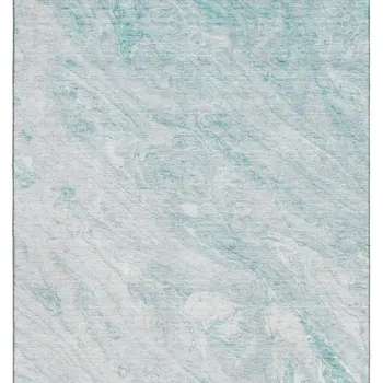 10' X 14' Teal And Ivory Abstract Washable Area Rug With UV Protection