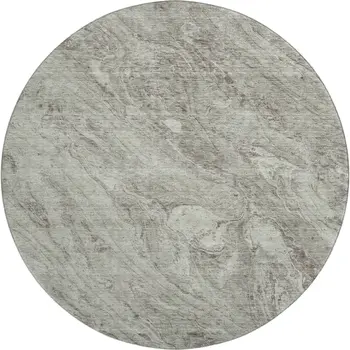 8' Taupe And Ivory Abstract Washable Round Rug With UV Protection