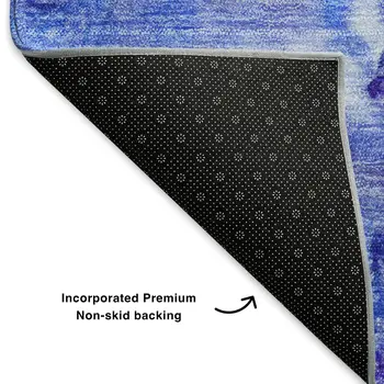 9' X 12' Blue Purple And Ivory Abstract Washable Area Rug With UV Protection