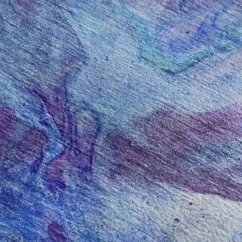 9' X 12' Blue Purple And Ivory Abstract Washable Area Rug With UV Protection
