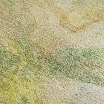 9' X 12' Green Peach And Yellow Abstract Washable Area Rug With UV Protection