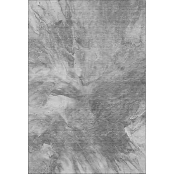 5' X 8' Gray And Ivory Abstract Washable Area Rug With UV Protection