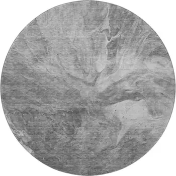 8' Gray And Ivory Abstract Washable Round Rug With UV Protection