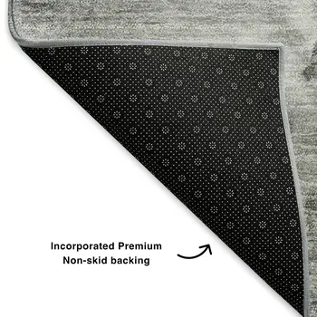 8' X 10' Gray And Ivory Abstract Washable Area Rug With UV Protection