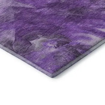 5' X 8' Purple Ivory And Gray Abstract Washable Area Rug With UV Protection