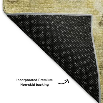 5' X 8' Taupe Ivory And Gold Abstract Washable Area Rug With UV Protection