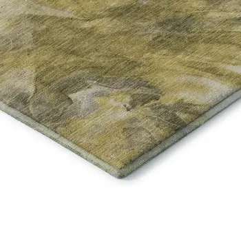 5' X 8' Taupe Ivory And Gold Abstract Washable Area Rug With UV Protection