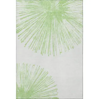 3' X 5' Artichoke Green And Ivory Abstract Washable Area Rug With UV Protection