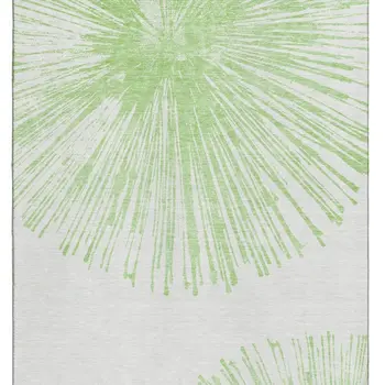 8' X 10' Artichoke Green And Ivory Abstract Washable Area Rug With UV Protection