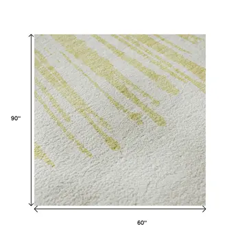 5' X 8' Beige And Ivory Abstract Washable Area Rug With UV Protection