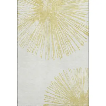 10' X 14' Beige And Ivory Abstract Washable Area Rug With UV Protection