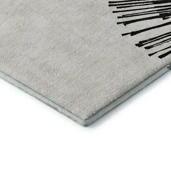 3' X 5' Black And Ivory Abstract Washable Area Rug With UV Protection