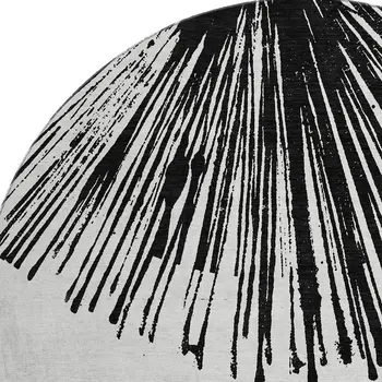 8' Black And Ivory Abstract Washable Round Rug With UV Protection