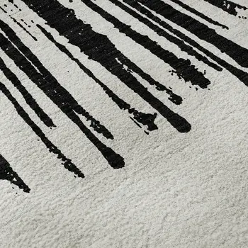10' X 14' Black And Ivory Abstract Washable Area Rug With UV Protection