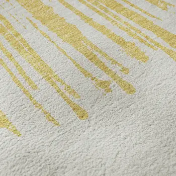 3' X 5' Gold And Ivory Abstract Washable Area Rug With UV Protection