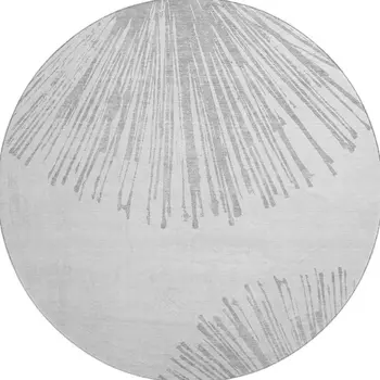 8' Gray And Ivory Abstract Washable Round Rug With UV Protection