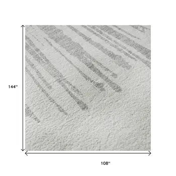 9' X 12' Gray And Ivory Abstract Washable Area Rug With UV Protection