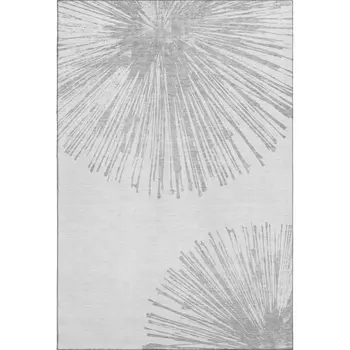 10' X 14' Gray And Ivory Abstract Washable Area Rug With UV Protection