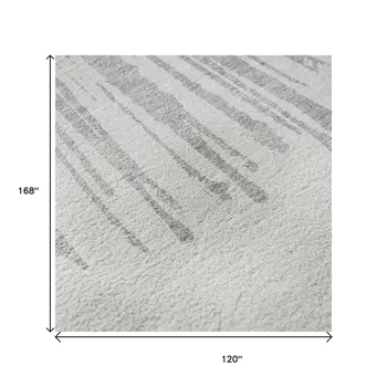 10' X 14' Gray And Ivory Abstract Washable Area Rug With UV Protection