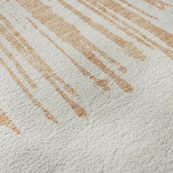 3' X 5' Salmon And Ivory Abstract Washable Area Rug With UV Protection