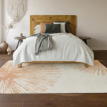 3' X 5' Salmon And Ivory Abstract Washable Area Rug With UV Protection