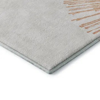 9' X 12' Salmon And Ivory Abstract Washable Area Rug With UV Protection