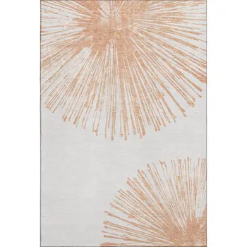 10' X 14' Salmon And Ivory Abstract Washable Area Rug With UV Protection