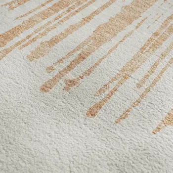 10' X 14' Salmon And Ivory Abstract Washable Area Rug With UV Protection
