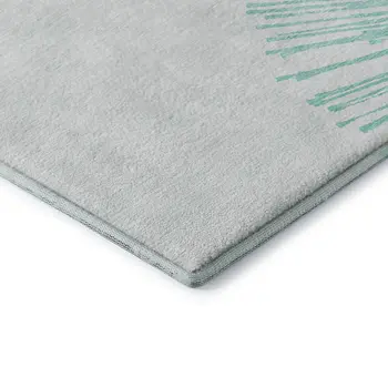 3' X 5' Teal And Ivory Abstract Washable Area Rug With UV Protection