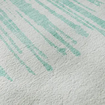 3' X 5' Teal And Ivory Abstract Washable Area Rug With UV Protection