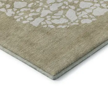 9' X 12' Beige And Ivory Abstract Washable Area Rug With UV Protection