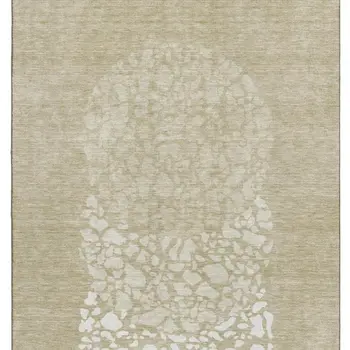 9' X 12' Beige And Ivory Abstract Washable Area Rug With UV Protection