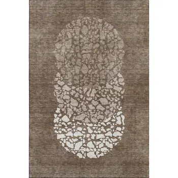 3' X 5' Chocolate And Ivory Abstract Washable Area Rug With UV Protection