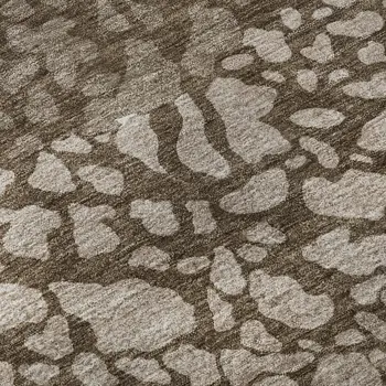 9' X 12' Chocolate And Ivory Abstract Washable Area Rug With UV Protection