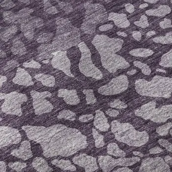 5' X 8' Eggplant And Ivory Abstract Washable Area Rug With UV Protection