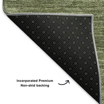 5' X 8' Olive Green And Ivory Abstract Washable Area Rug With UV Protection