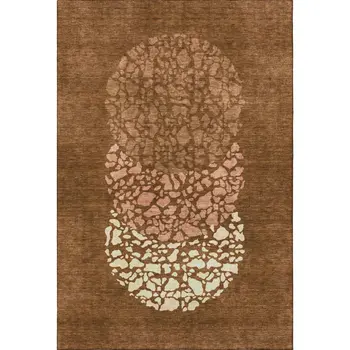 5' X 8' Chili Red And Ivory Abstract Washable Area Rug With UV Protection
